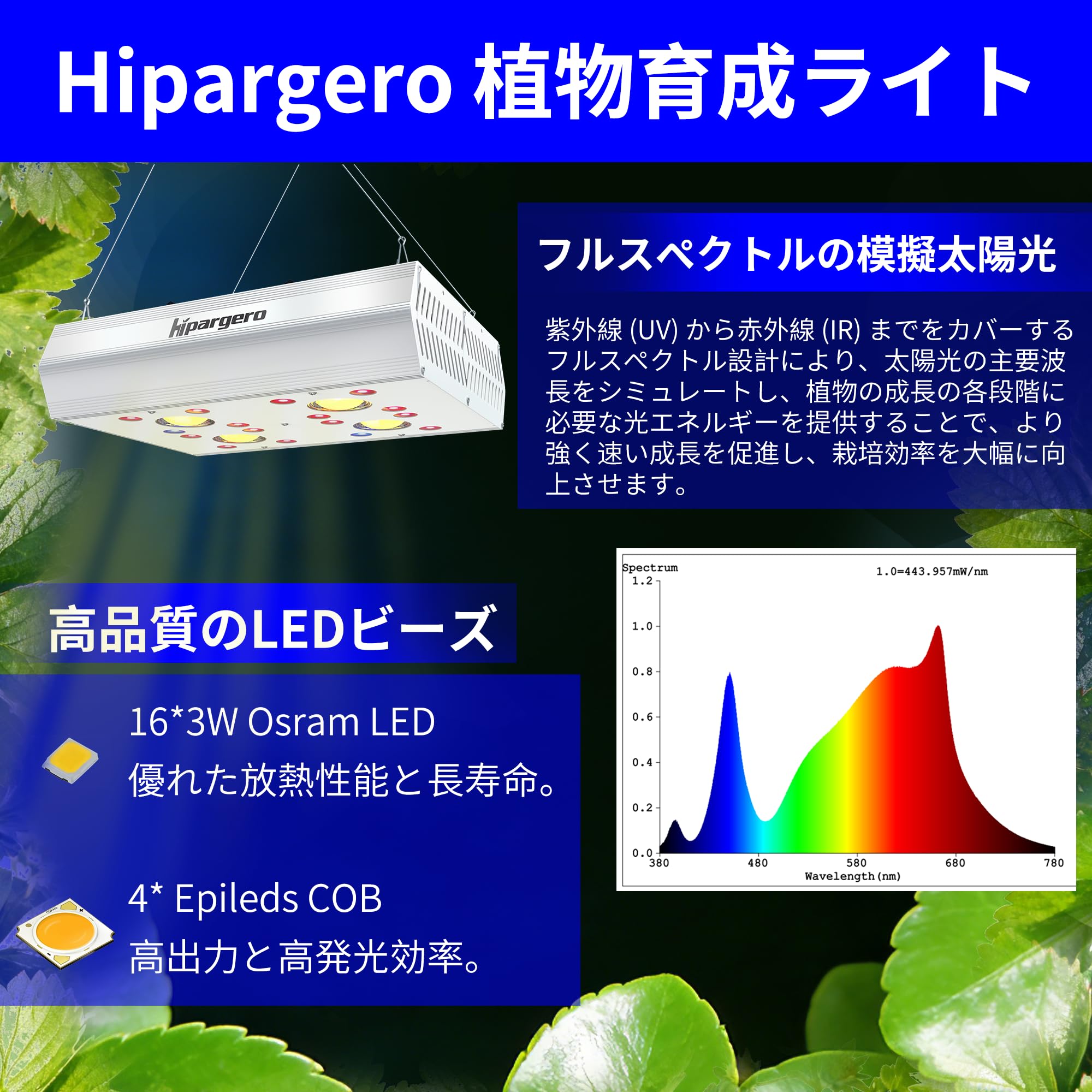 HIPARGERO HG800 LED植物育成ライト① Amazon.co.jp: Hipargero HG800 LED植物育成ライト フルスペクトル(UV
